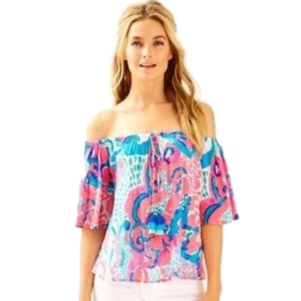 LILLY PULITZER CORAL REEF OFF-THE- SHOULDER TOP